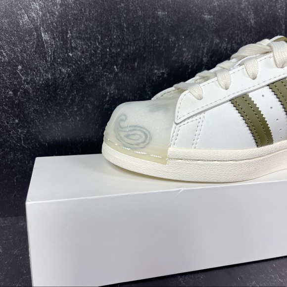 ADIDAS SUPERSTAR BANDANA OFF WHITE FOCUS ORANGE GREEN WOMENS SHOES SIZE 5 NEW - Picture 6 of 10